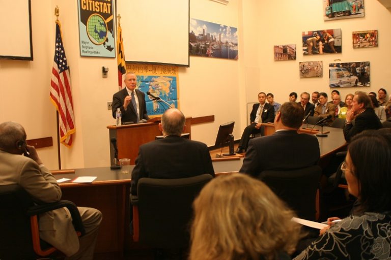 Robert Goldberg speaking at the 2011 China Town Hall at Baltimore City Hall